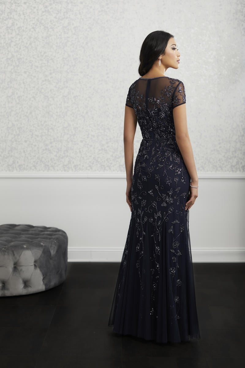 Robe De Soirée Longue Adrianna Papell Taille 9 - Bleu - Dos Nu Sans Manches