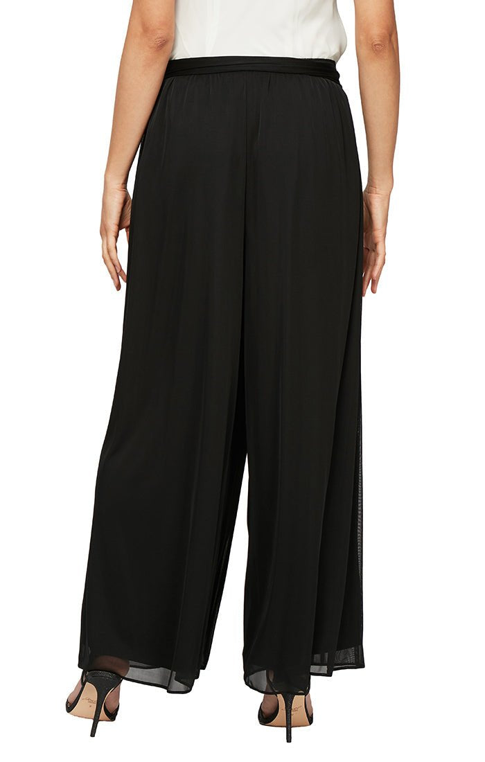 Alex Evenings Black Net over Jersey Pant 3320711