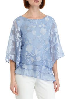 Alex Evenings Asymmetrical Burn-Out Blouse 8375812